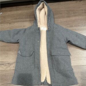 Zara Charcoal Coat with Beige Lining